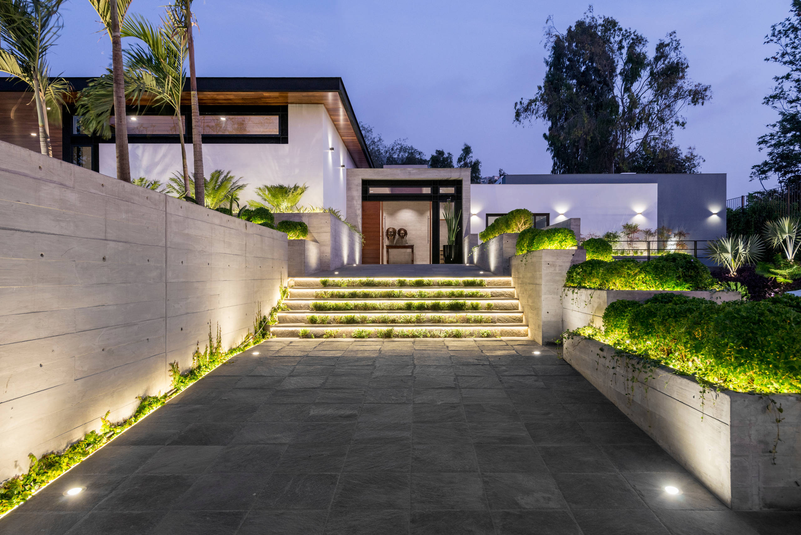 Elegant retreat interior with warm evening light